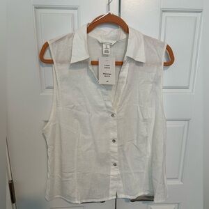 H&M Sleeveless Linen Button Down Top Size Large